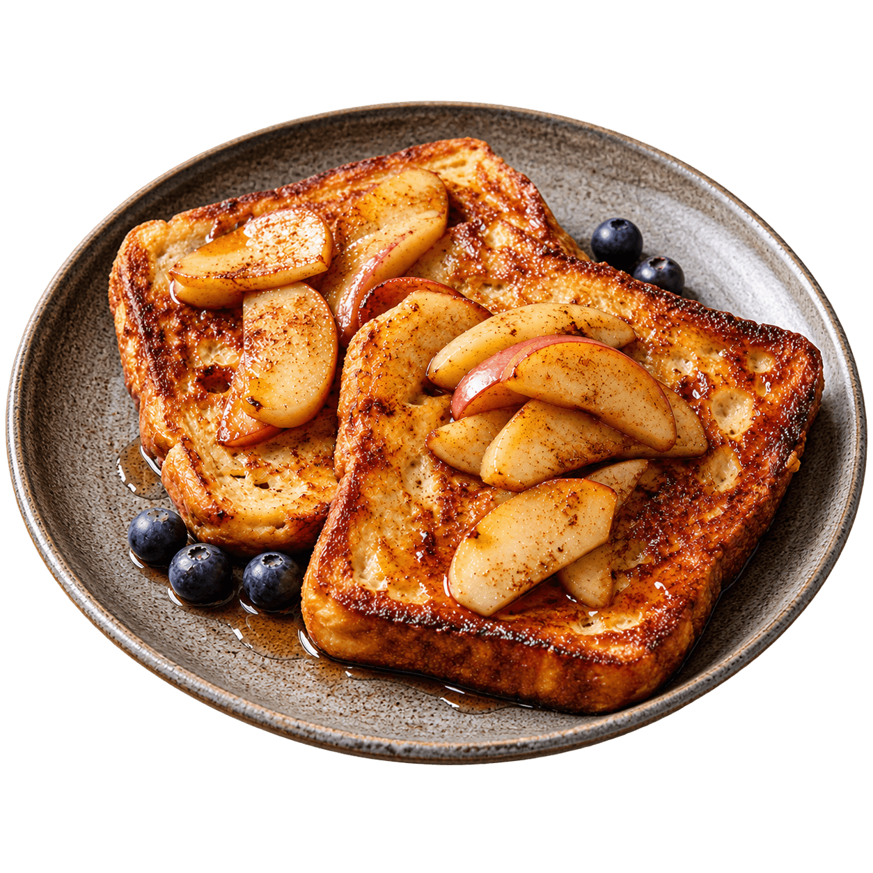 Cinnamon apple French toast topped with warm apples